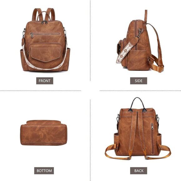 Backpack Purse for Women Leather Backpack Ladies Fashion Handbag Designer Should - Picture 4 of 7